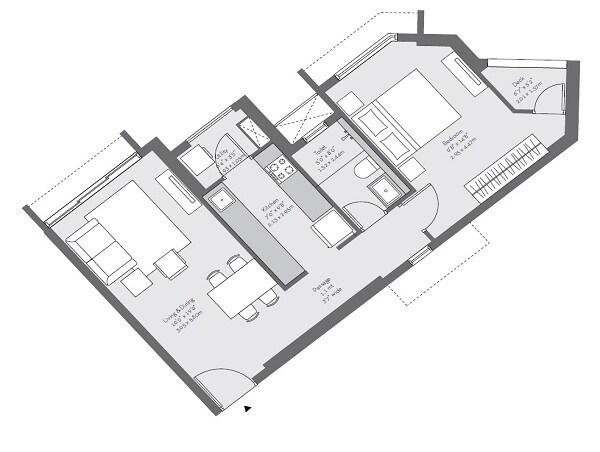 Floor plan of 1 BHK 484 Sq. Ft. Apartment in Godrej The Trees Phase II, Mumbai