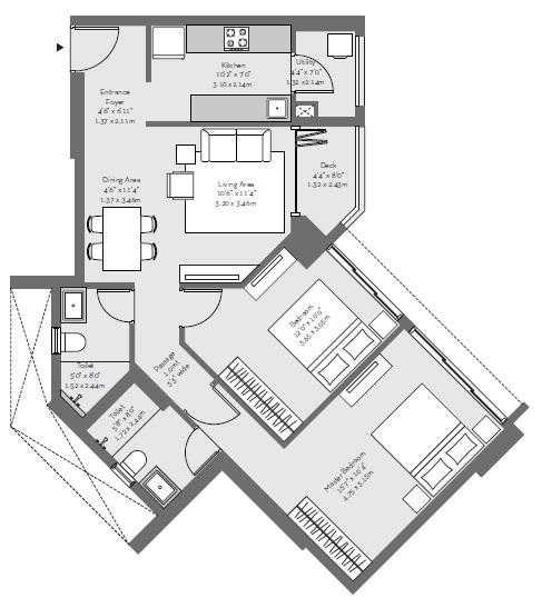 Floor plan of 2 BHK 819 Sq. Ft. Apartment in Godrej The Trees Phase II, Mumbai