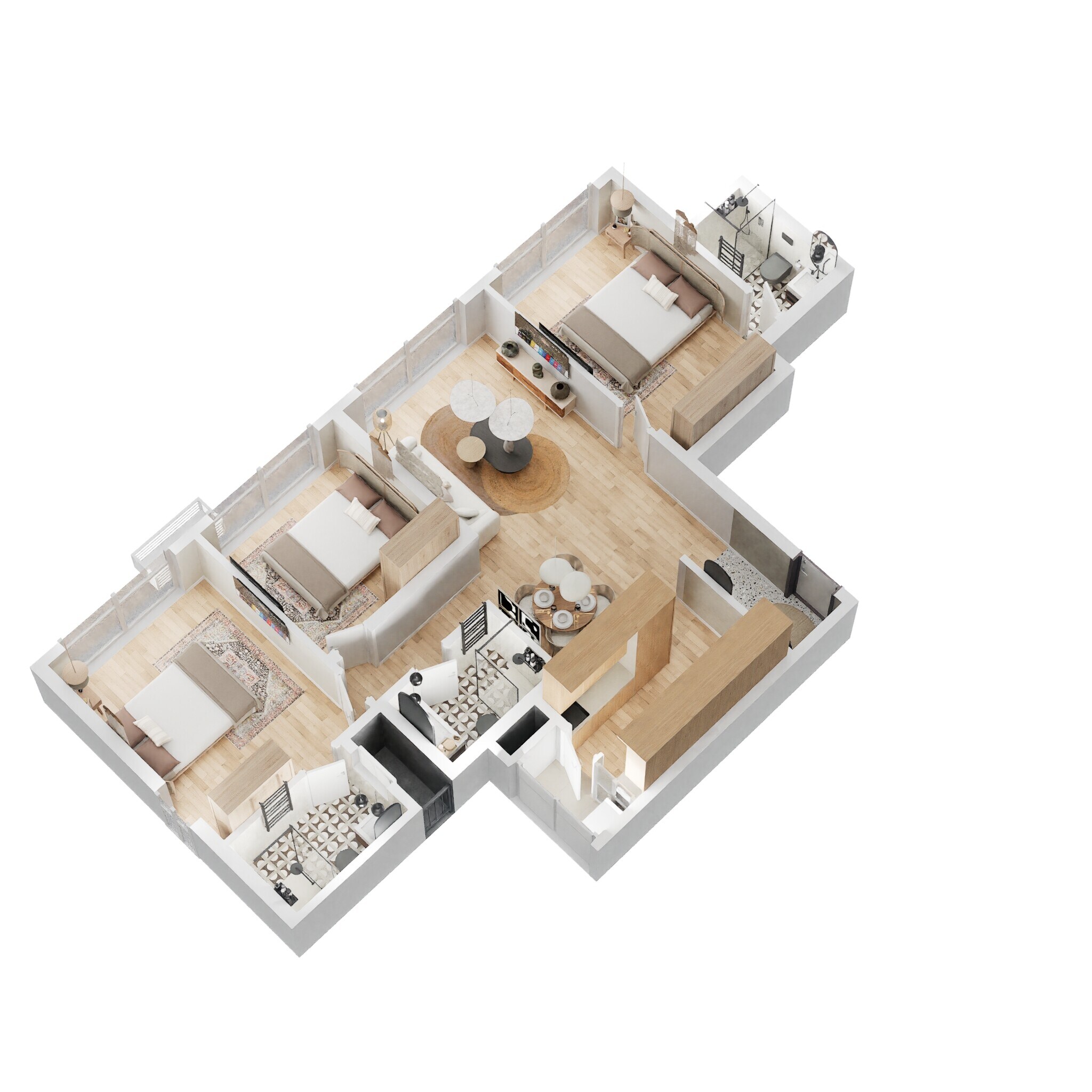 Floor plan of 3 BHK Apartment - 944 sq. ft. in Godrej Urban Park, Mumbai