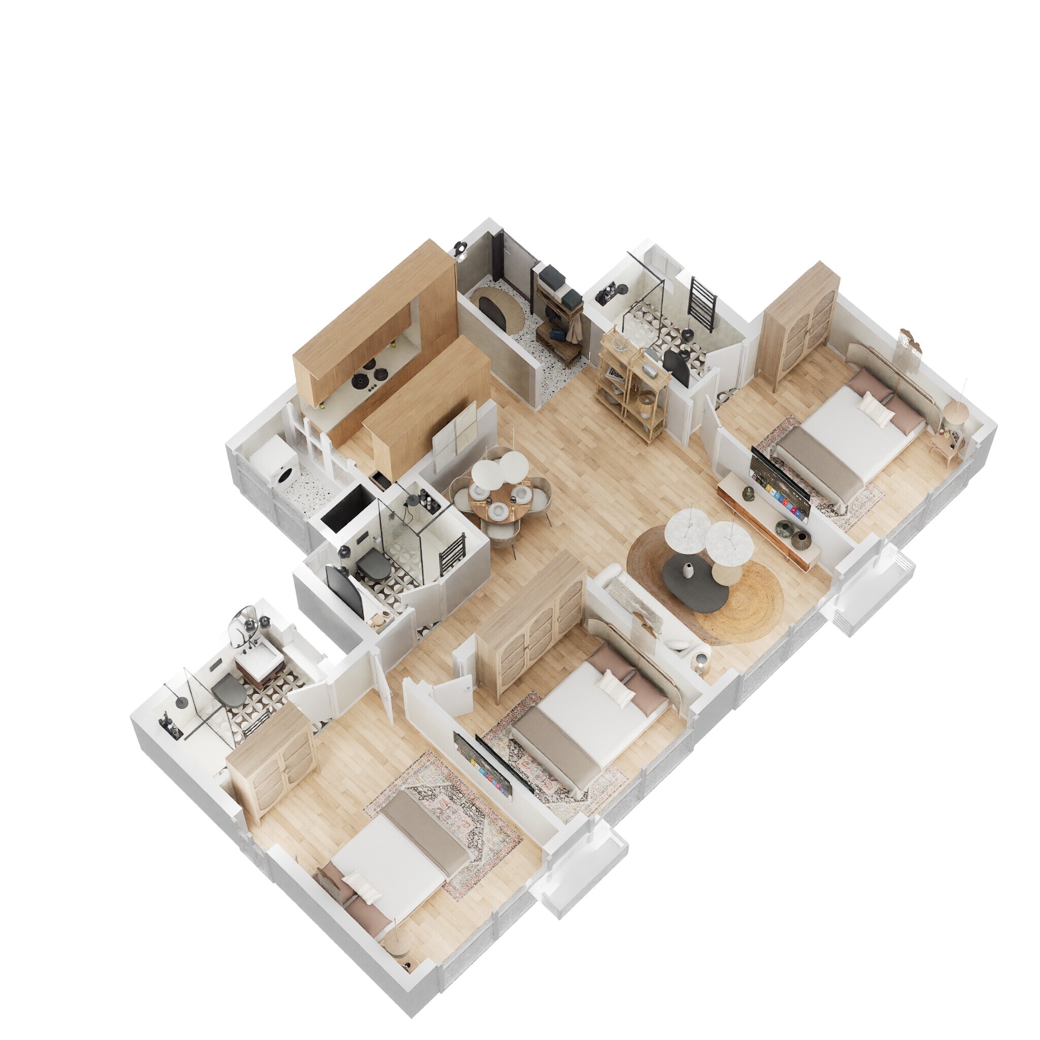 Floor plan of 3 BHK Apartment - 892 sq. ft. in Godrej Urban Park, Mumbai