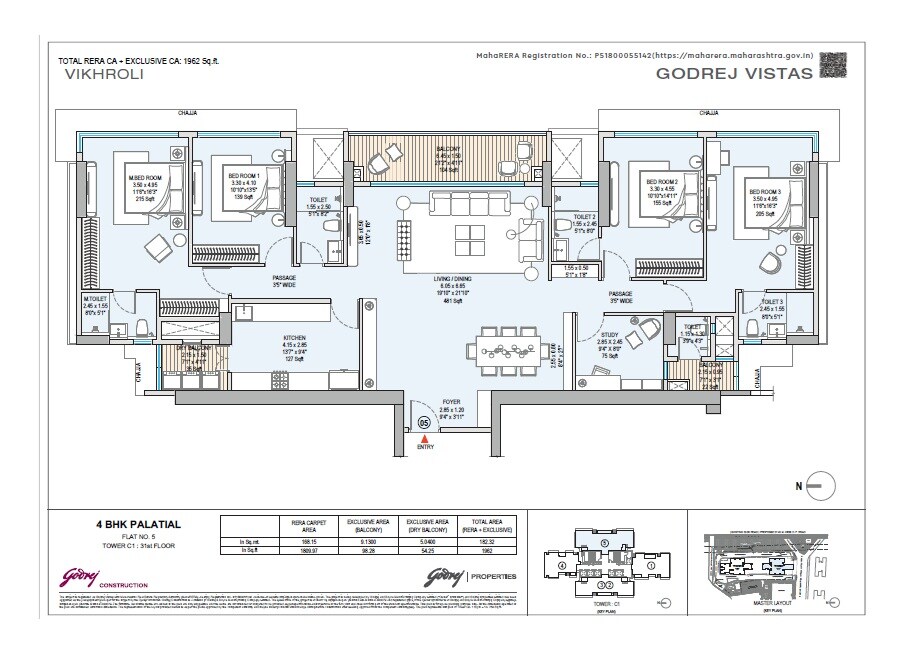 4 BHK 1810 Sq. Ft. Apartment