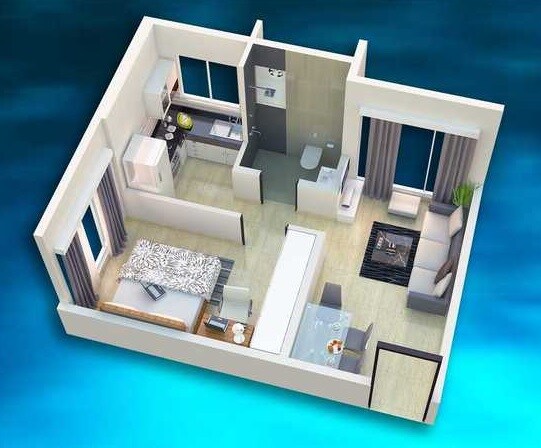 Floor plan of 1 BHK 296 Sq. Ft. Apartment in Golden Residency Kamathipura, Mumbai