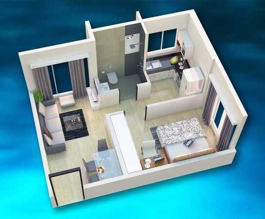 Floor plan of 1 BHK 308 Sq. Ft. Apartment in Golden Residency Kamathipura, Mumbai