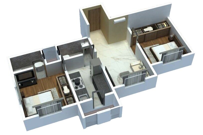 2 BHK 518 Sq. Ft. Apartment