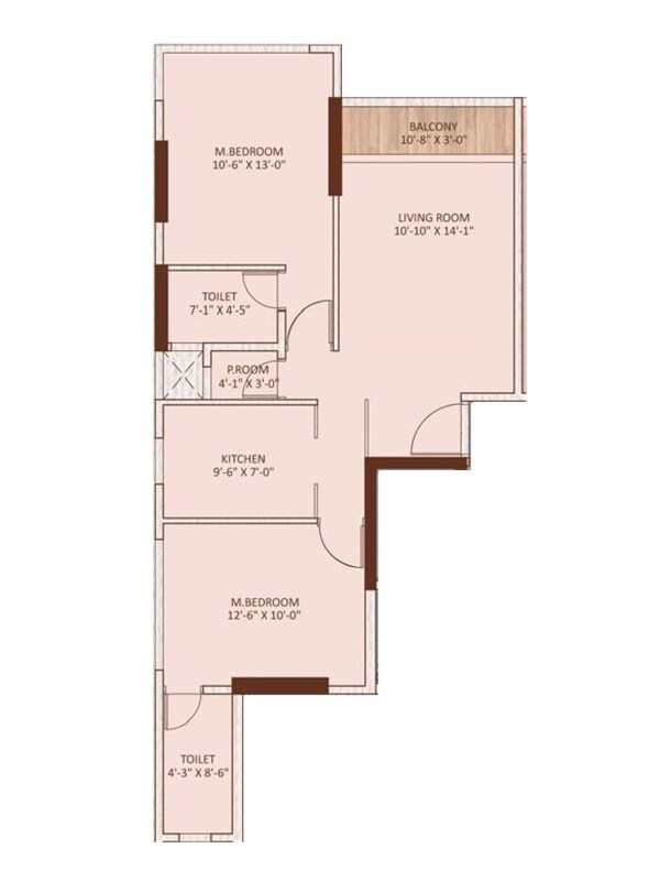2 BHK 669 Sq. Ft. Apartment