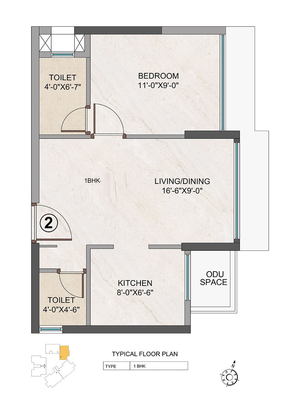 Floor plan of 1 BHK 362 Sq. Ft. Apartment in Goregaon Vivan, Mumbai