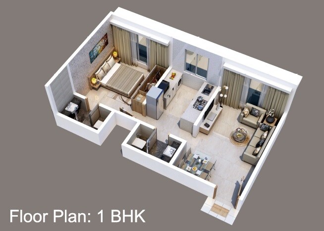 Floor plan of 1 BHK 432 Sq. Ft. Apartment in Gowda Palash, Mumbai
