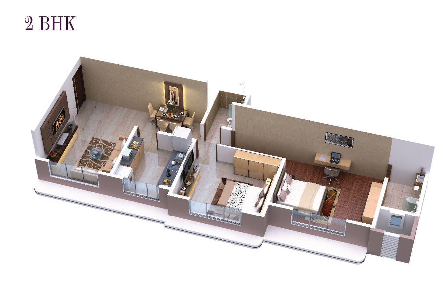 Floor plan of 2 BHK 660 Sq. Ft. Apartment in GPRS Imperia Homes, Mumbai