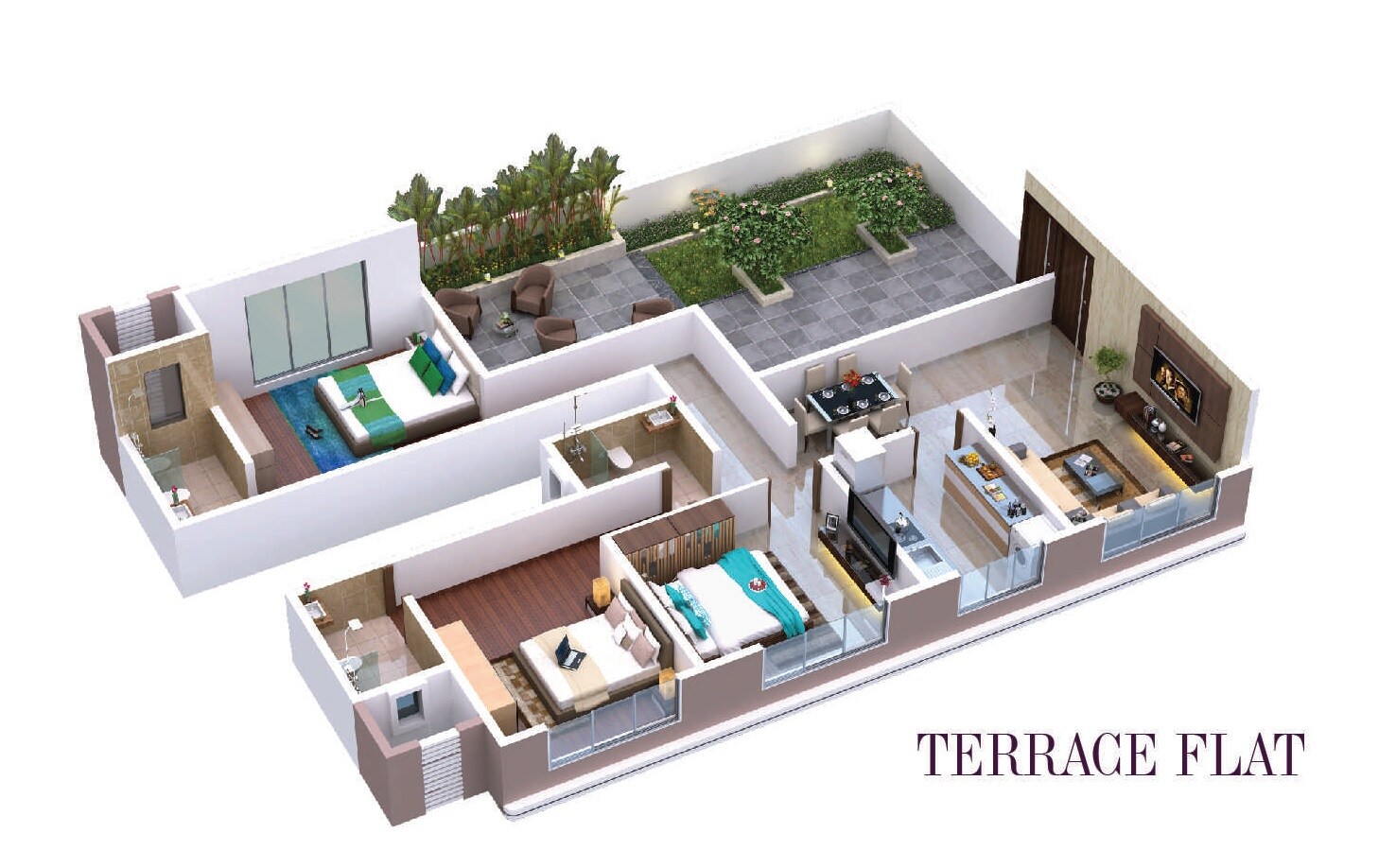 Floor plan of 3 BHK 972 Sq. Ft. Apartment in GPRS Imperia Homes, Mumbai