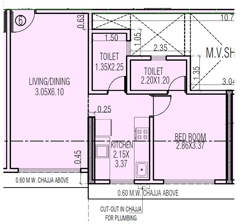 Floor plan of 1 BHK 426 Sq. Ft. Apartment in Grace Meadows Mumbai, Mumbai