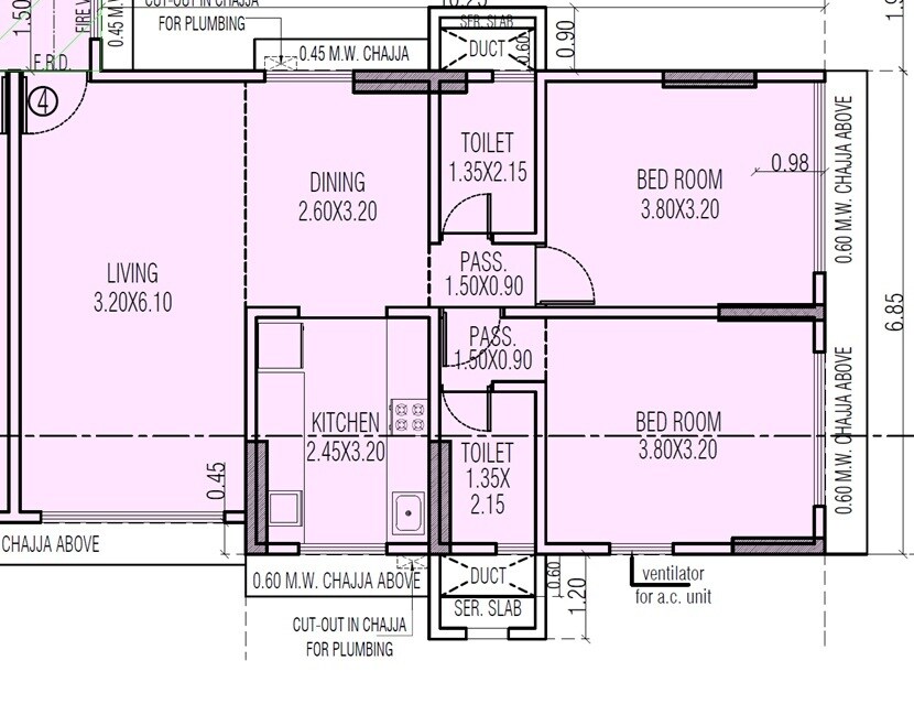 2 BHK 788 Sq. Ft. Apartment