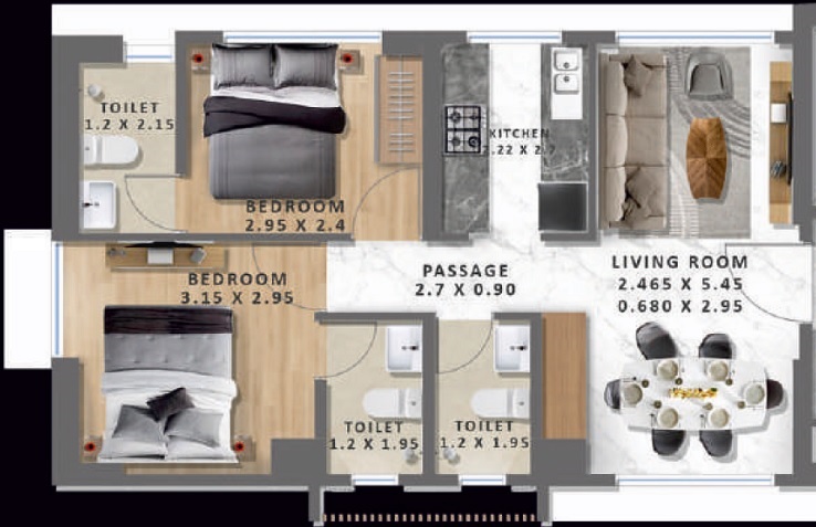 Grace Palacio 2 BHK Layout