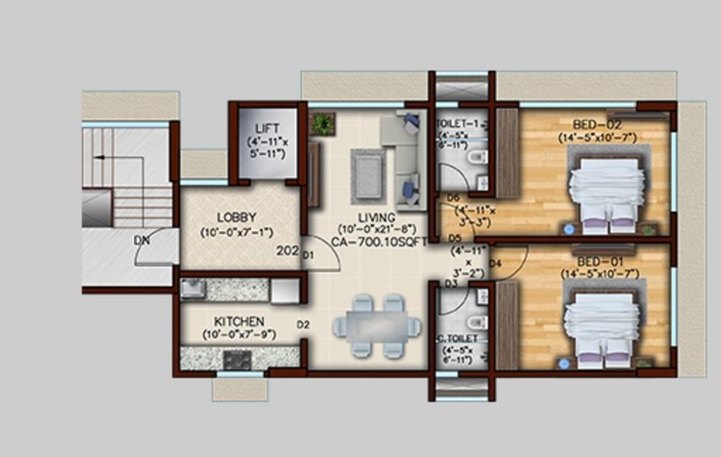 green tree lifescapes samta apartment 2bhk 700sqft 1