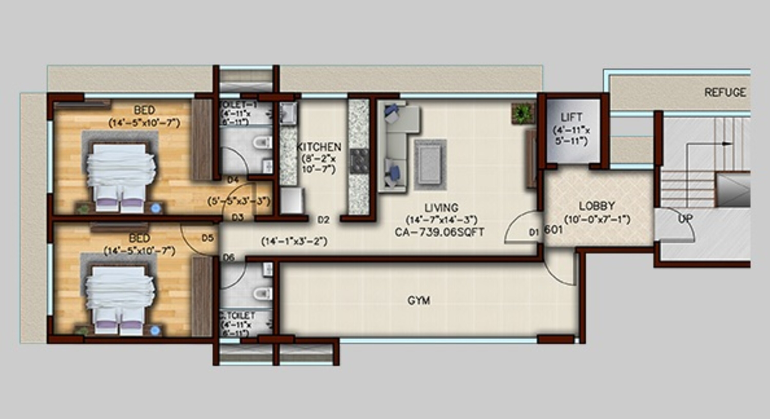 green tree lifescapes samta apartment 2bhk 739sqft 1