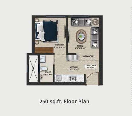 Floor plan of 1 BHK 250 Sq. Ft. Apartment in Group Satellite Aarambh, Mumbai