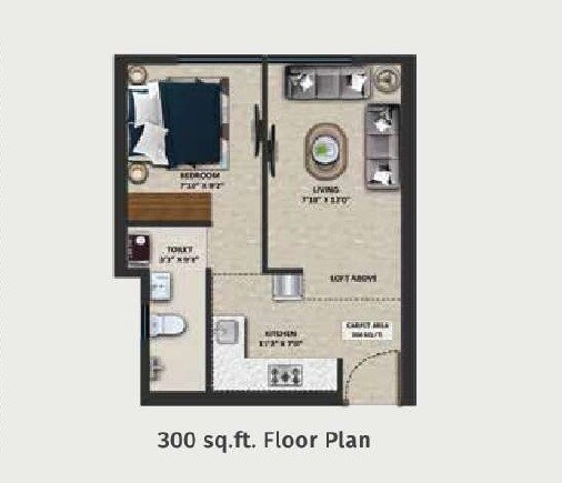 Floor plan of 1 BHK 300 Sq. Ft. Apartment in Group Satellite Aarambh, Mumbai