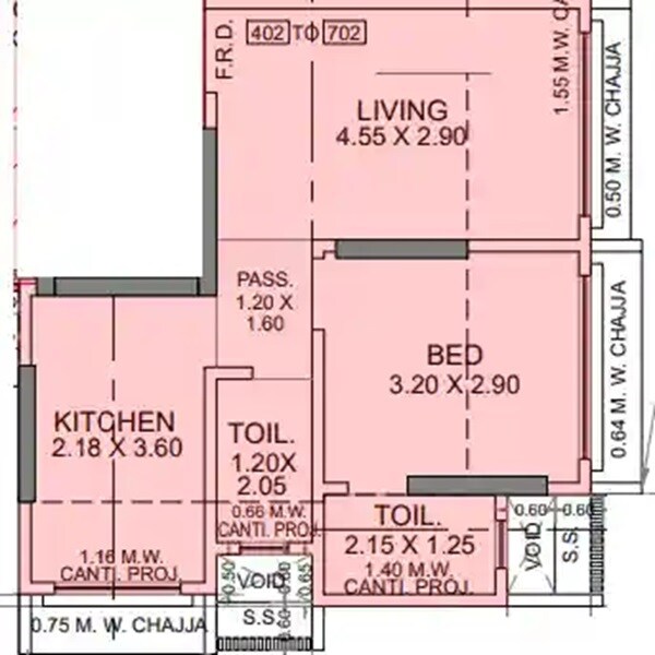 Floor plan of 1 BHK 427 Sq. Ft. Apartment in Grow Vira One, Mumbai