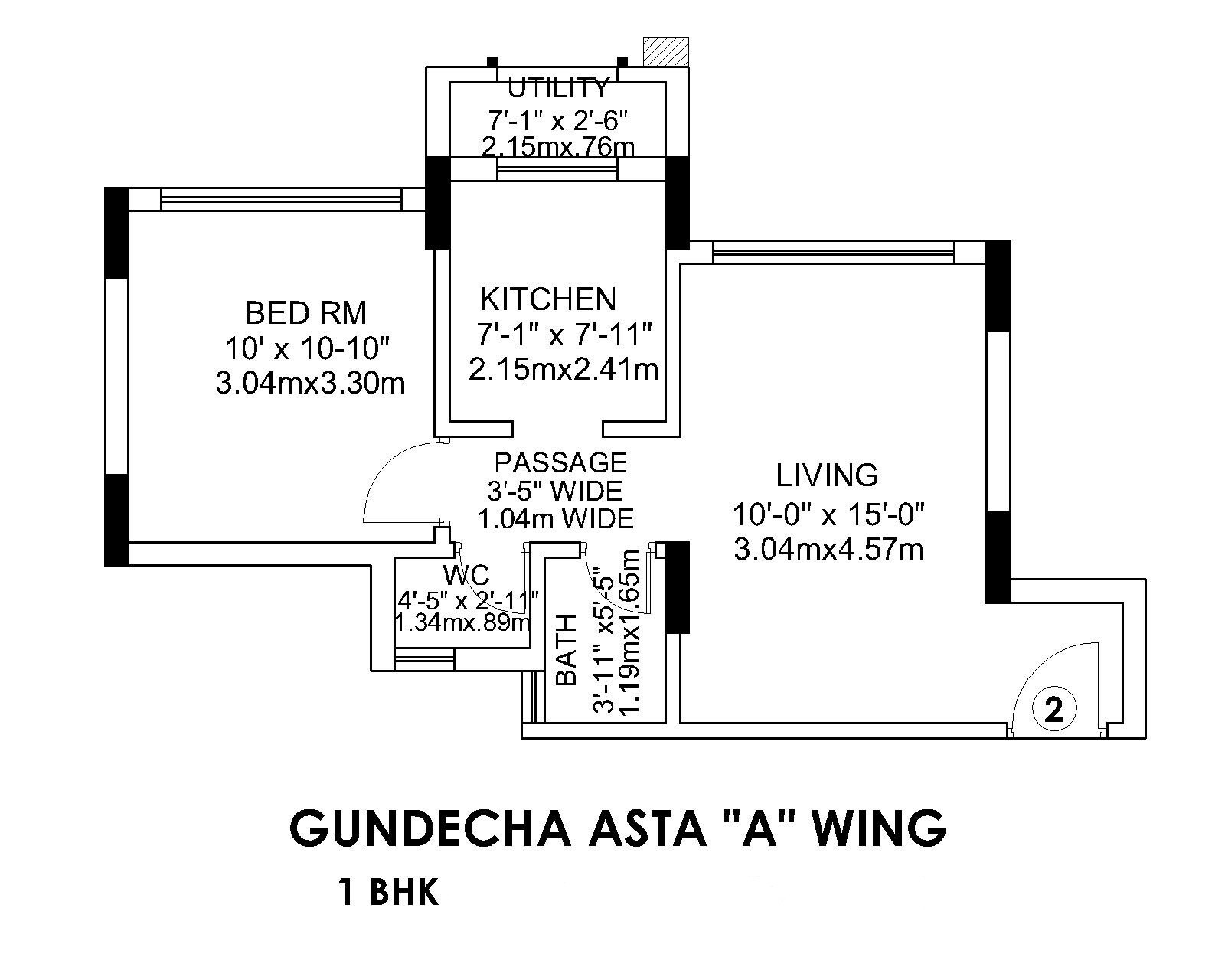 Floor plan of 1 BHK 549 Sq. Ft. Apartment in Gundecha Asta, Mumbai