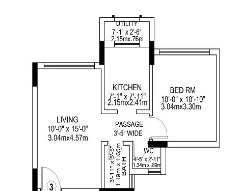 Floor plan of 1 BHK 396 Sq. Ft. Apartment in Gundecha Builders Asta, Mumbai