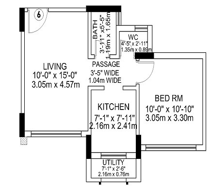 Floor plan of 3 BHK 415 Sq. Ft. Apartment in Gundecha Builders Asta, Mumbai