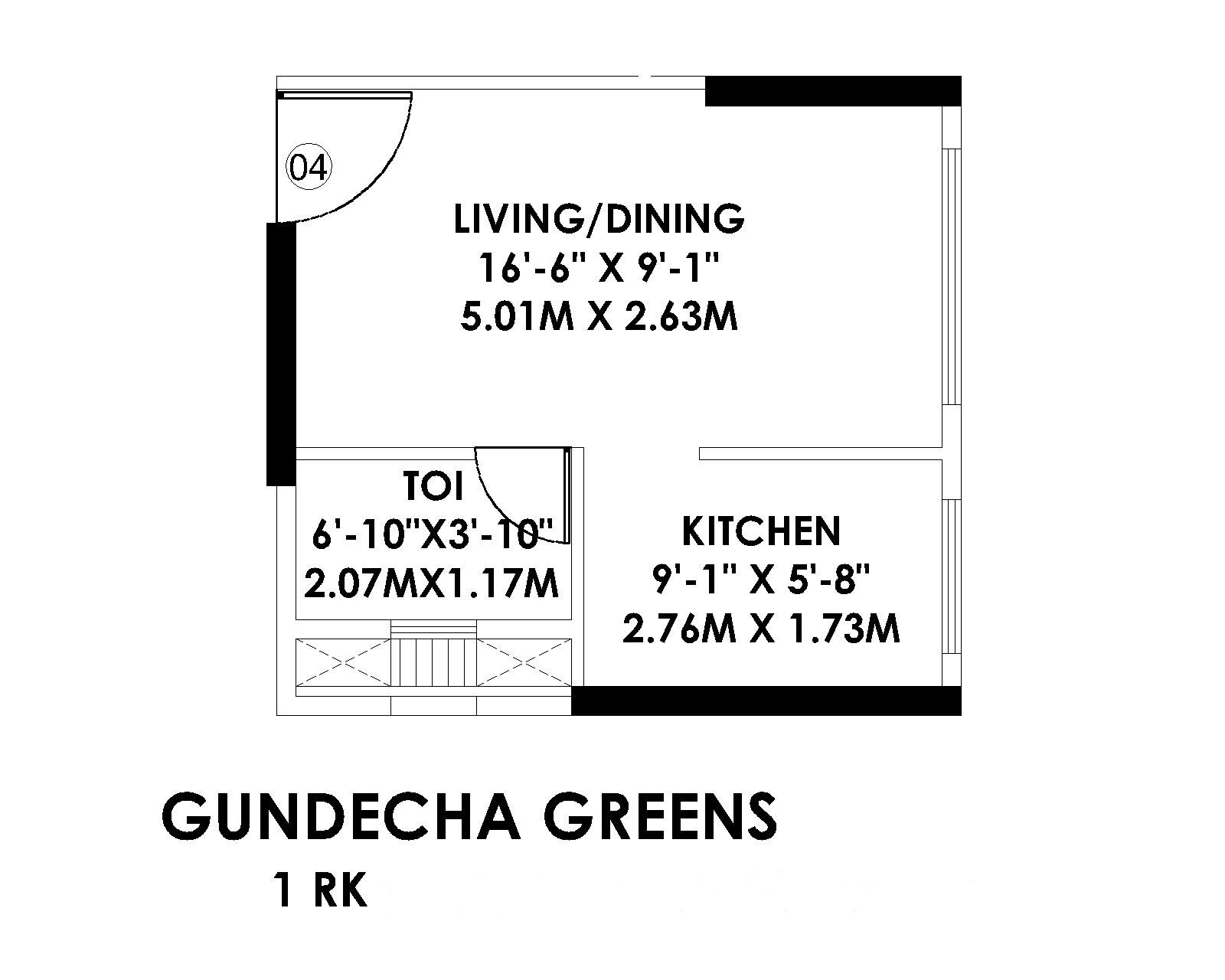 Floor plan of 238 Sq. Ft. Studio in Gundecha Greens, Mumbai