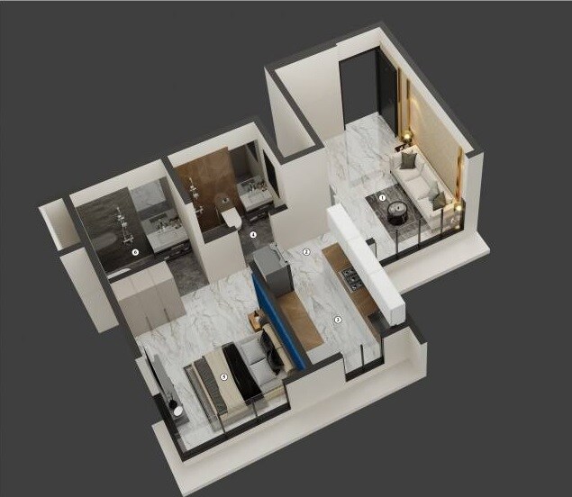 Floor plan of 1 BHK 439 Sq. Ft. Apartment in Gurukrupa Anantam, Mumbai