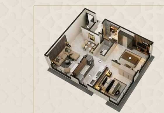 Floor plan of 2 BHK 578 Sq. Ft. Apartment in Gurukrupa Ekatvam, Mumbai