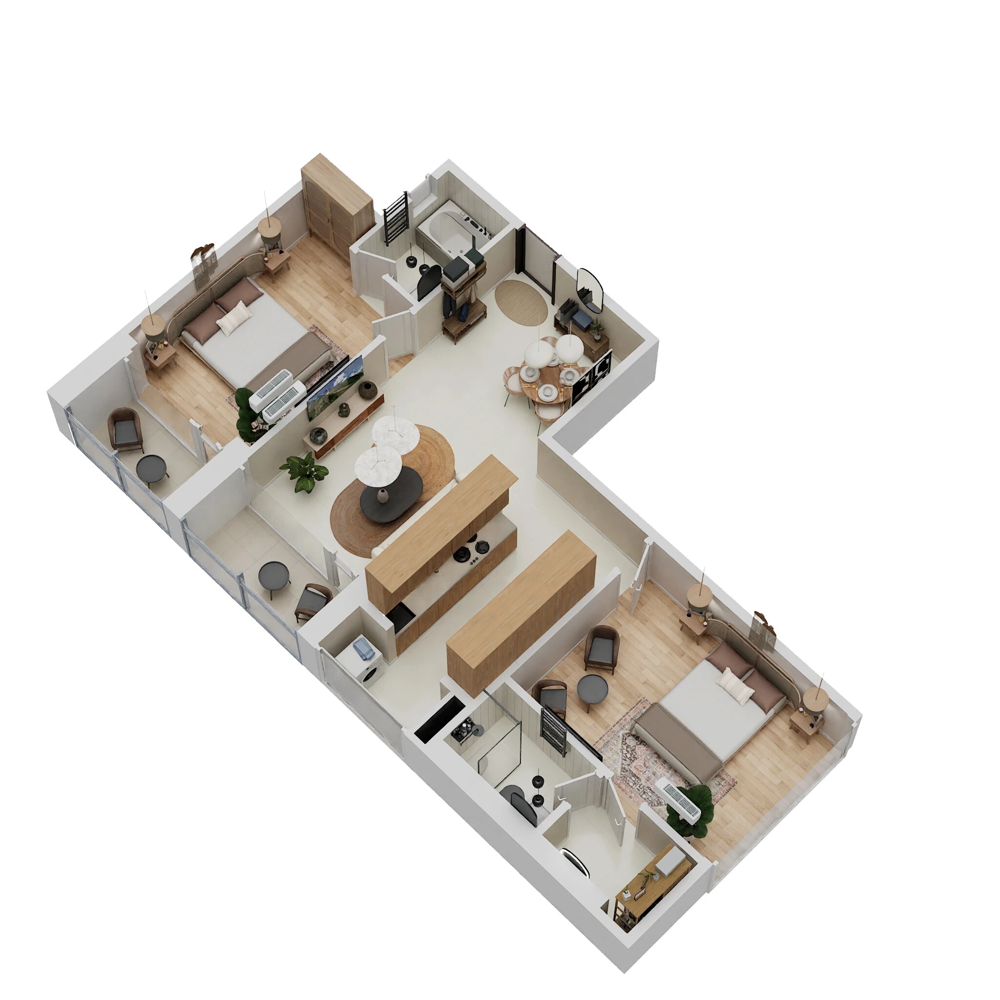 Floor plan of 2 BHK 705 Sq. Ft. Apartment in Gurukrupa The Marque, Mumbai