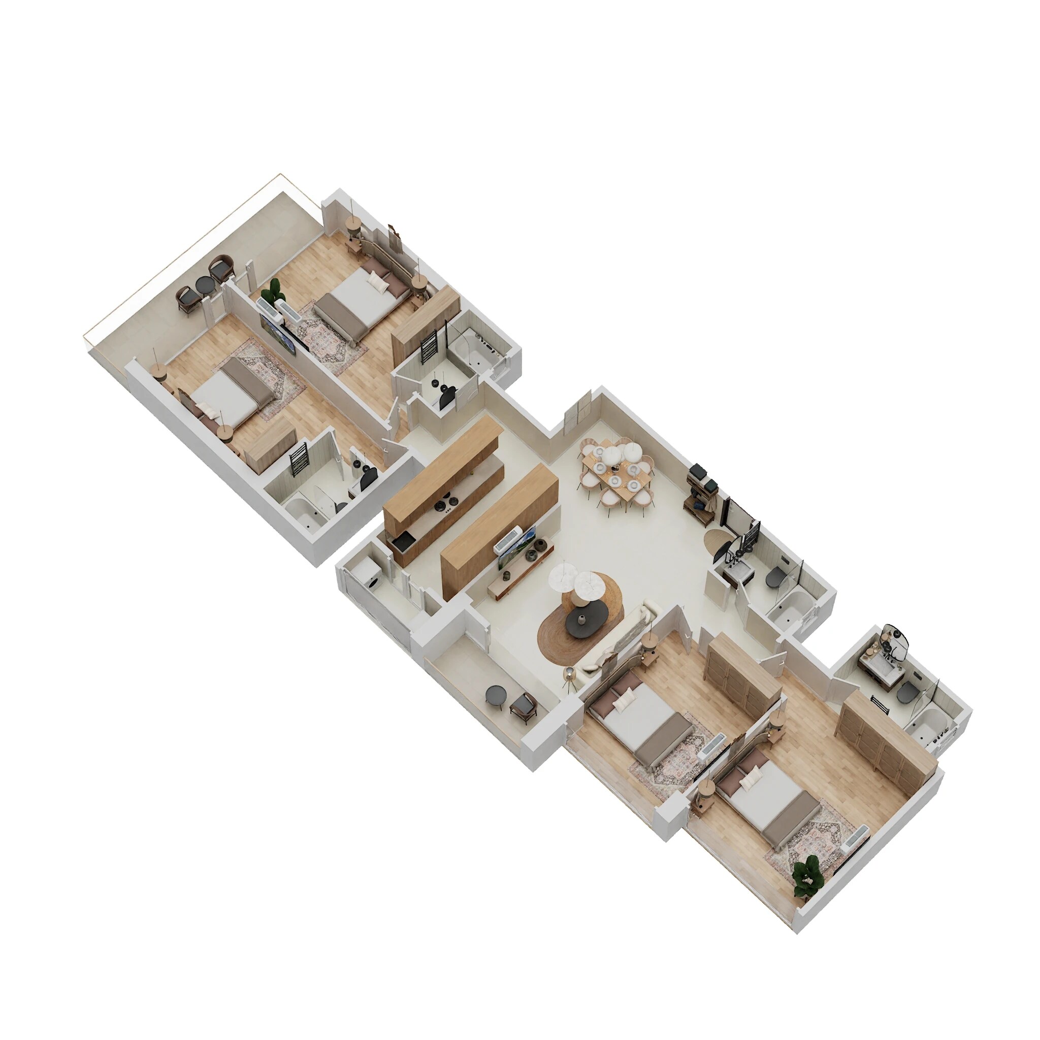 Floor plan of 4 BHK 1363 Sq. Ft. Apartment in Gurukrupa The Marque, Mumbai
