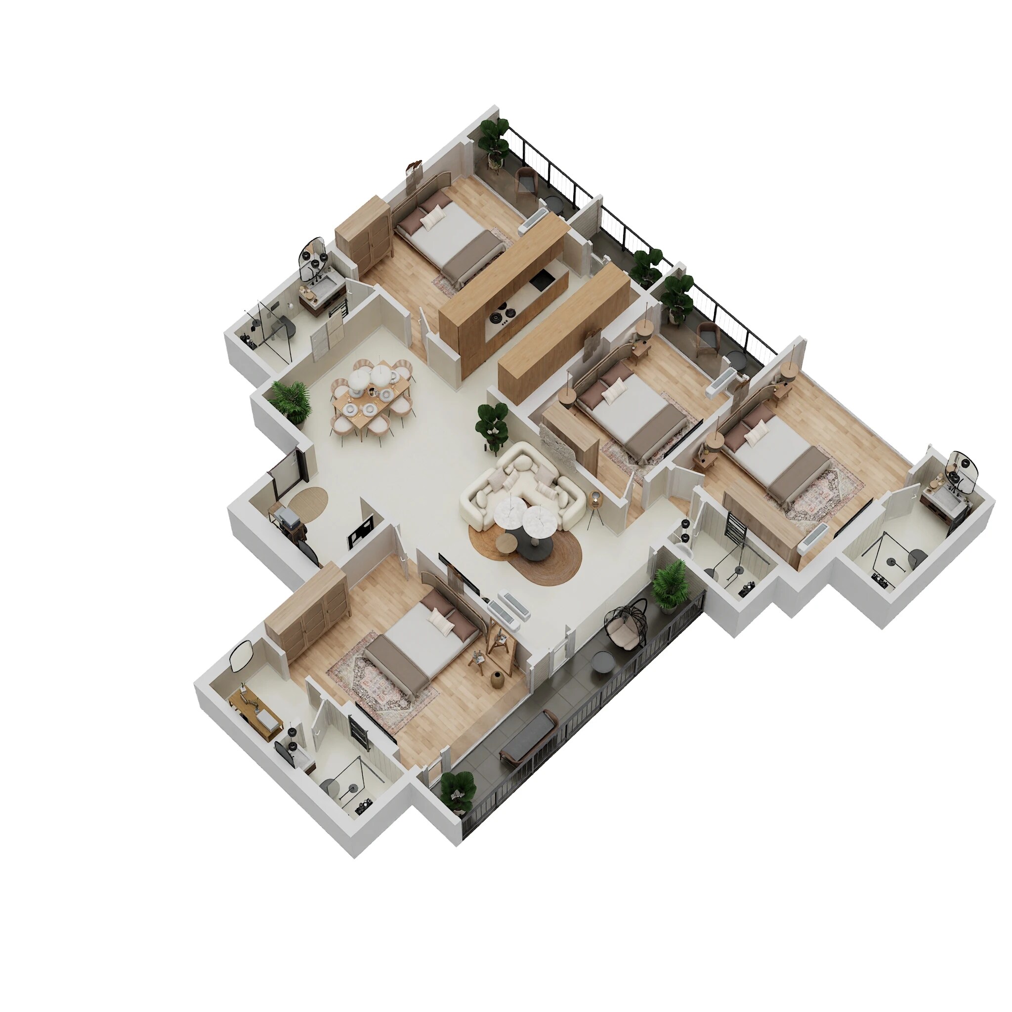 Floor plan of 4 BHK 1673 Sq. Ft. Apartment in Gurukrupa The Marque, Mumbai