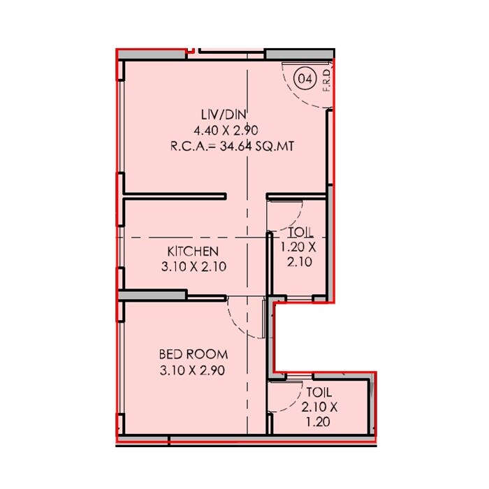 Floor plan of 1 BHK Apartment - 373 sq. ft. in Gurukul 72 Enclave, Mumbai