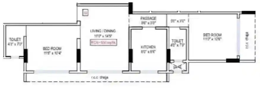 2 BHK 600 Sq. Ft. Apartment in Gurunam Holy Palace