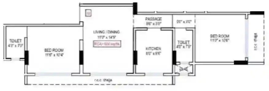 2 BHK 600 Sq. Ft. Apartment
