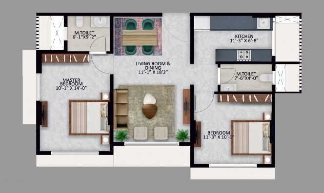 Floor plan of 2 BHK 619 Sq. Ft. Apartment in H And D Mary Villa, Mumbai