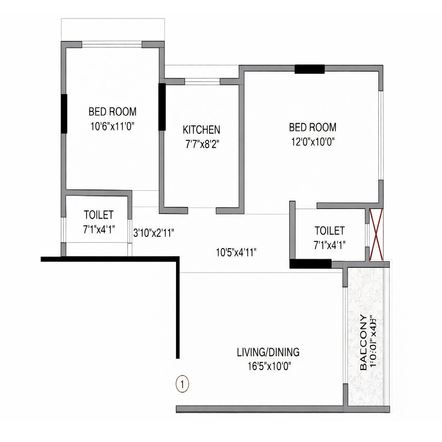 2 BHK 660 Sq. Ft. Apartment