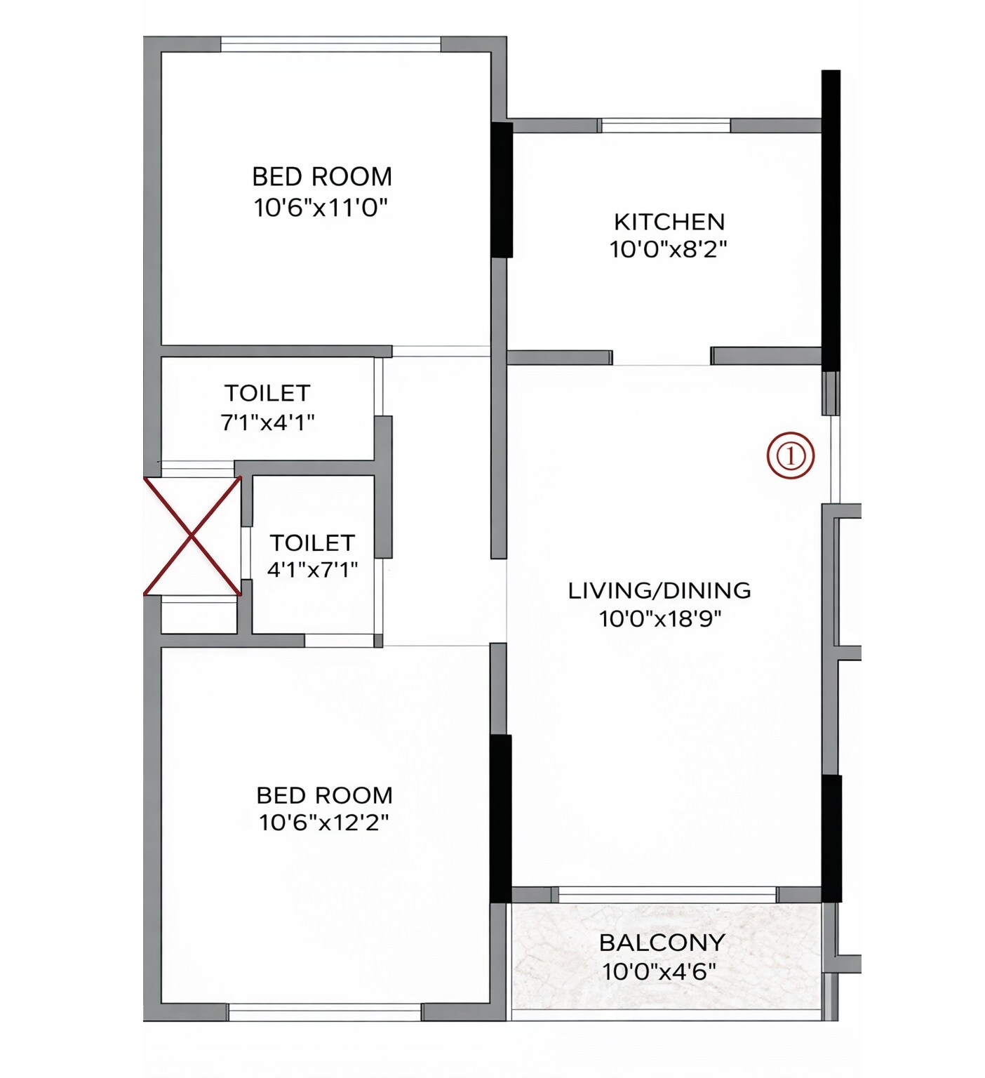2 BHK 689 Sq. Ft. Apartment
