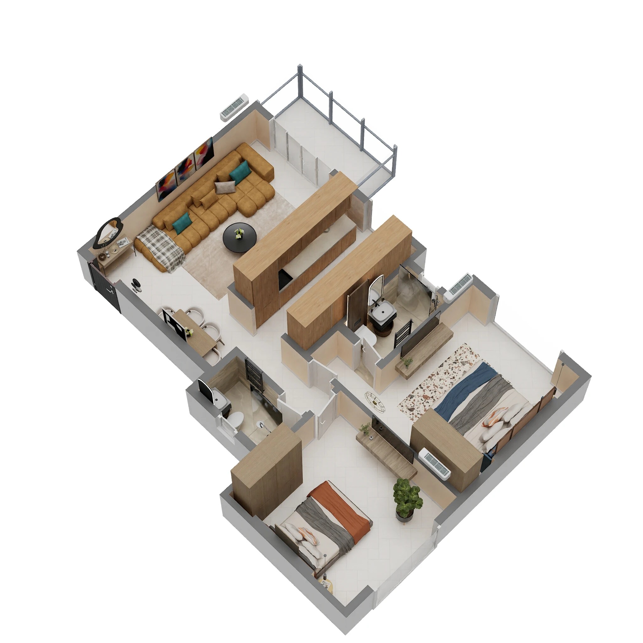 Floor plan of 2 BHK 753 Sq. Ft. Apartment in H Rishabraj Avyaana, Mumbai
