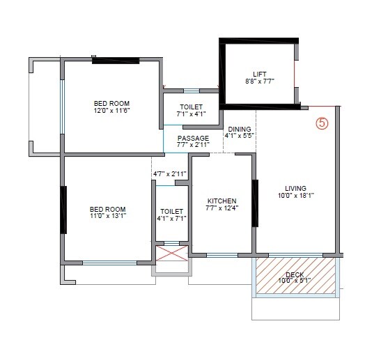 2 BHK 753 Sq. Ft. Apartment