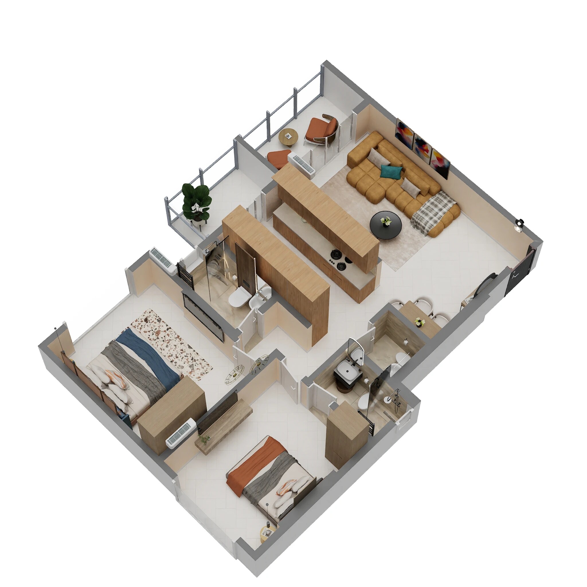 Floor plan of 2 BHK 795 Sq. Ft. Apartment in H Rishabraj Avyaana, Mumbai