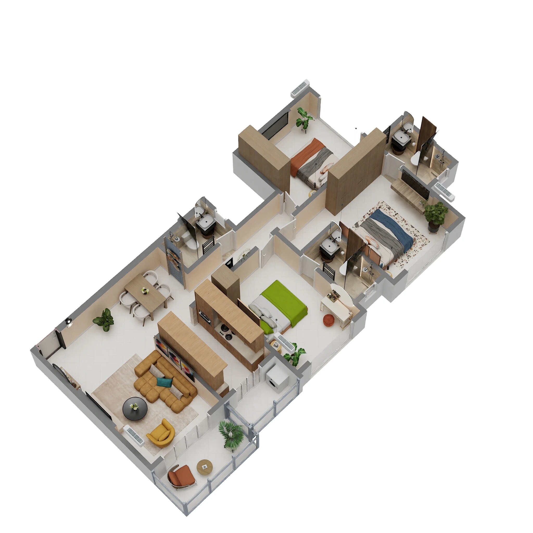 3 BHK 1022 Sq. Ft. Apartment