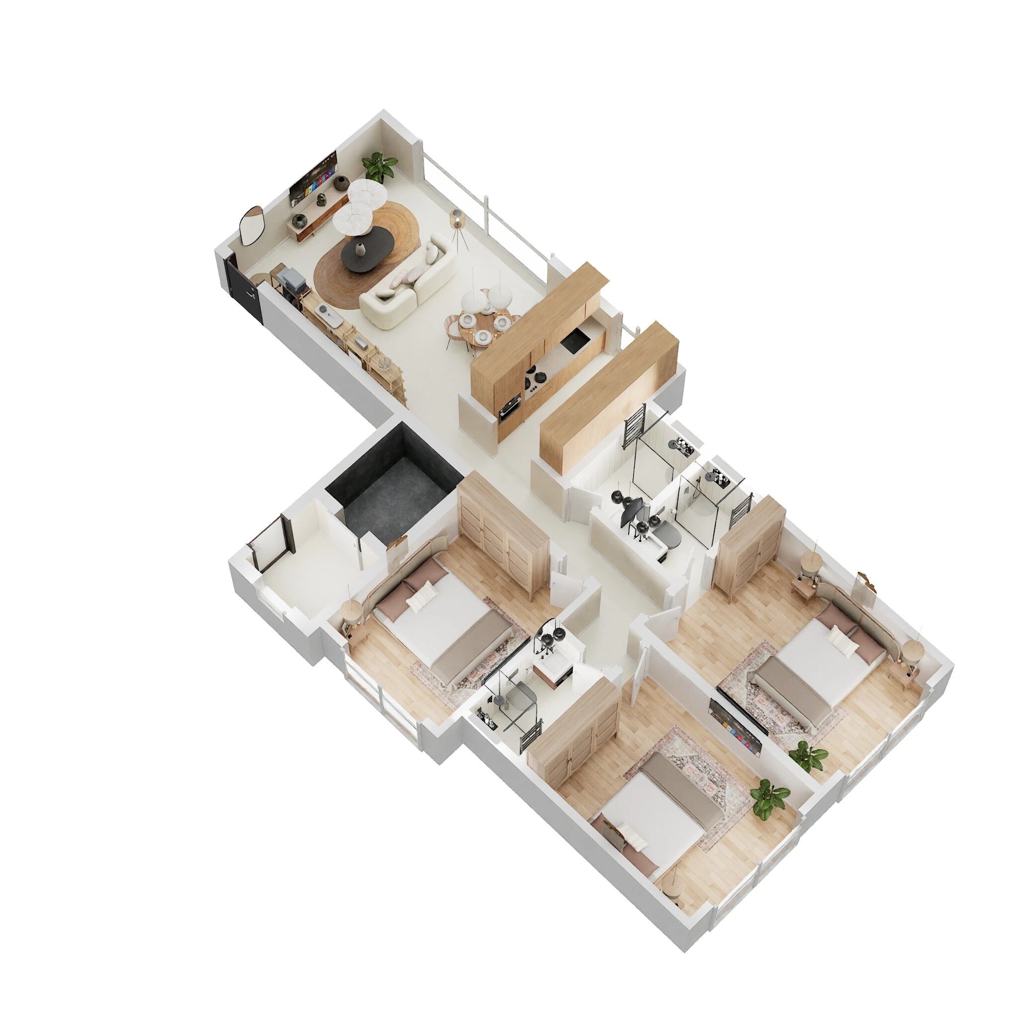 Floor plan of 3 BHK 934 Sq. Ft. Apartment in H Rishabraj Gautam Prabhu, Mumbai