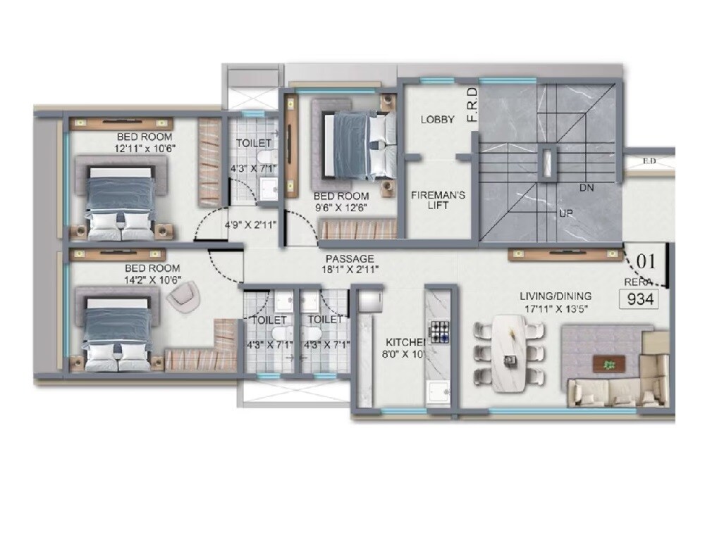 Other, h-rishabraj-gautam-prabhu 3 Bedroom 934 Sq.Ft. Apartment In Borivali West Mumbai 9316486
