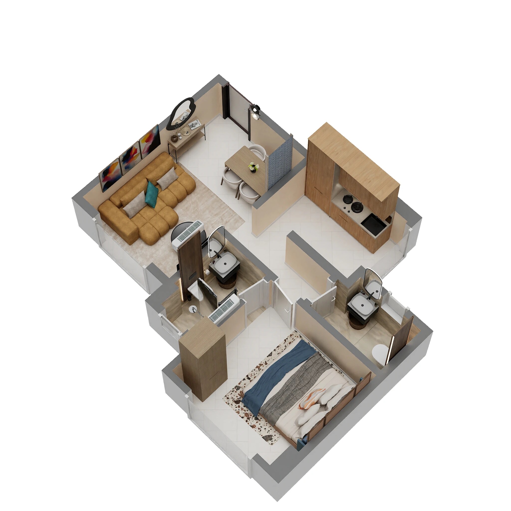Floor plan of 1 BHK 410 Sq. Ft. Apartment in H Rishabraj Opulence, Mumbai