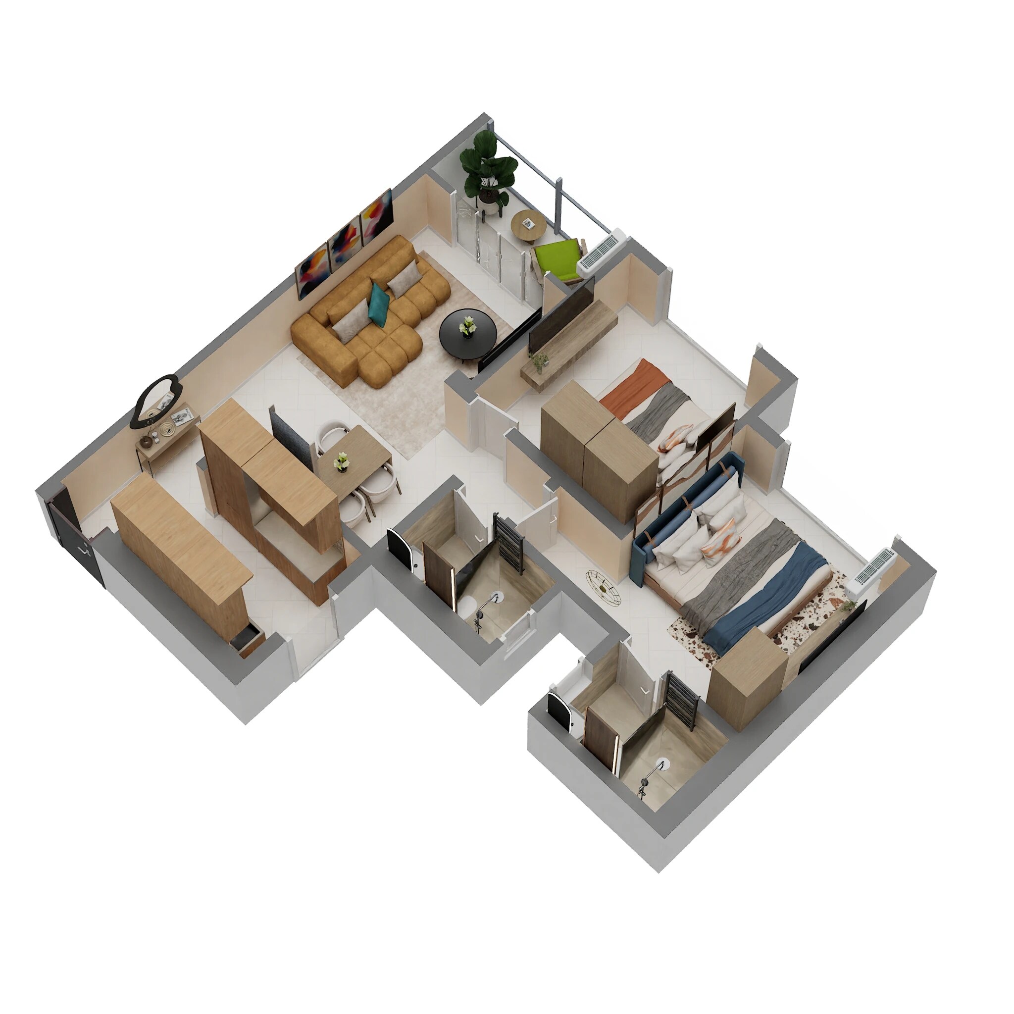 Floor plan of 2 BHK 700 Sq. Ft. Apartment in H Rishabraj Opulence, Mumbai
