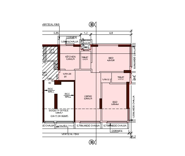 Floor plan of 2 BHK 668 Sq. Ft. Apartment in Hans Vallabh Niwas, Mumbai