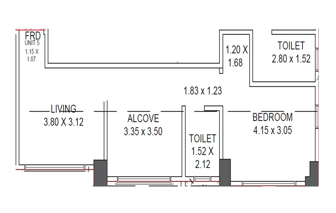Floor plan of 1 BHK Apartment - 510 sq. ft. in Happy Jade Courtyard, Mumbai