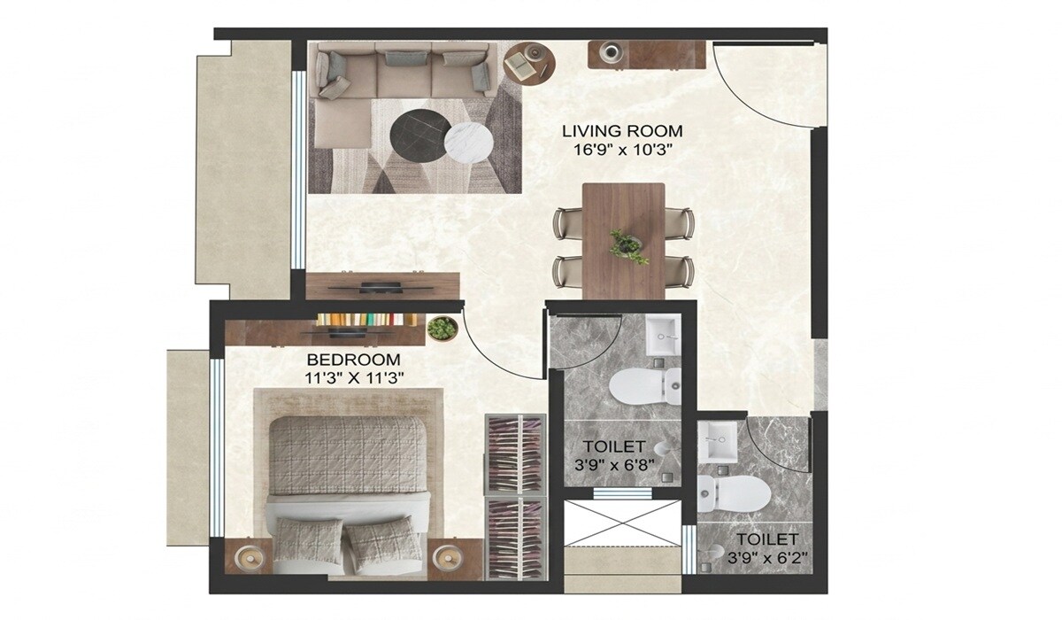 1 BHK 452 Sq. Ft. Apartment