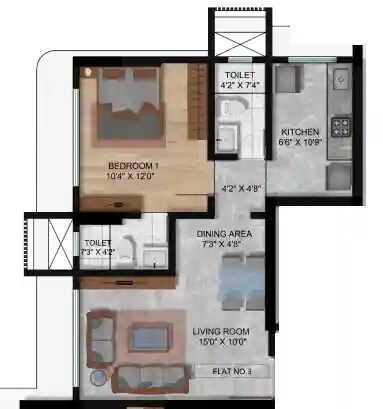 1 BHK 485 Sq. Ft. Apartment