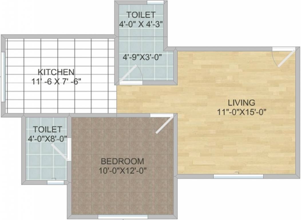 Floor plan of 1 BHK 485 Sq. Ft. Apartment in Harshail Falcon, Mumbai