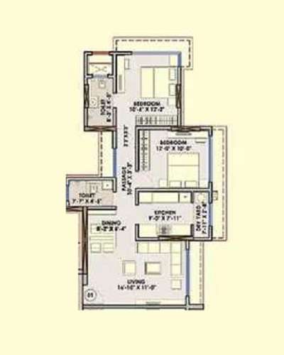 2 BHK 751 Sq. Ft. Apartment in Harshmaan Crescent Heights